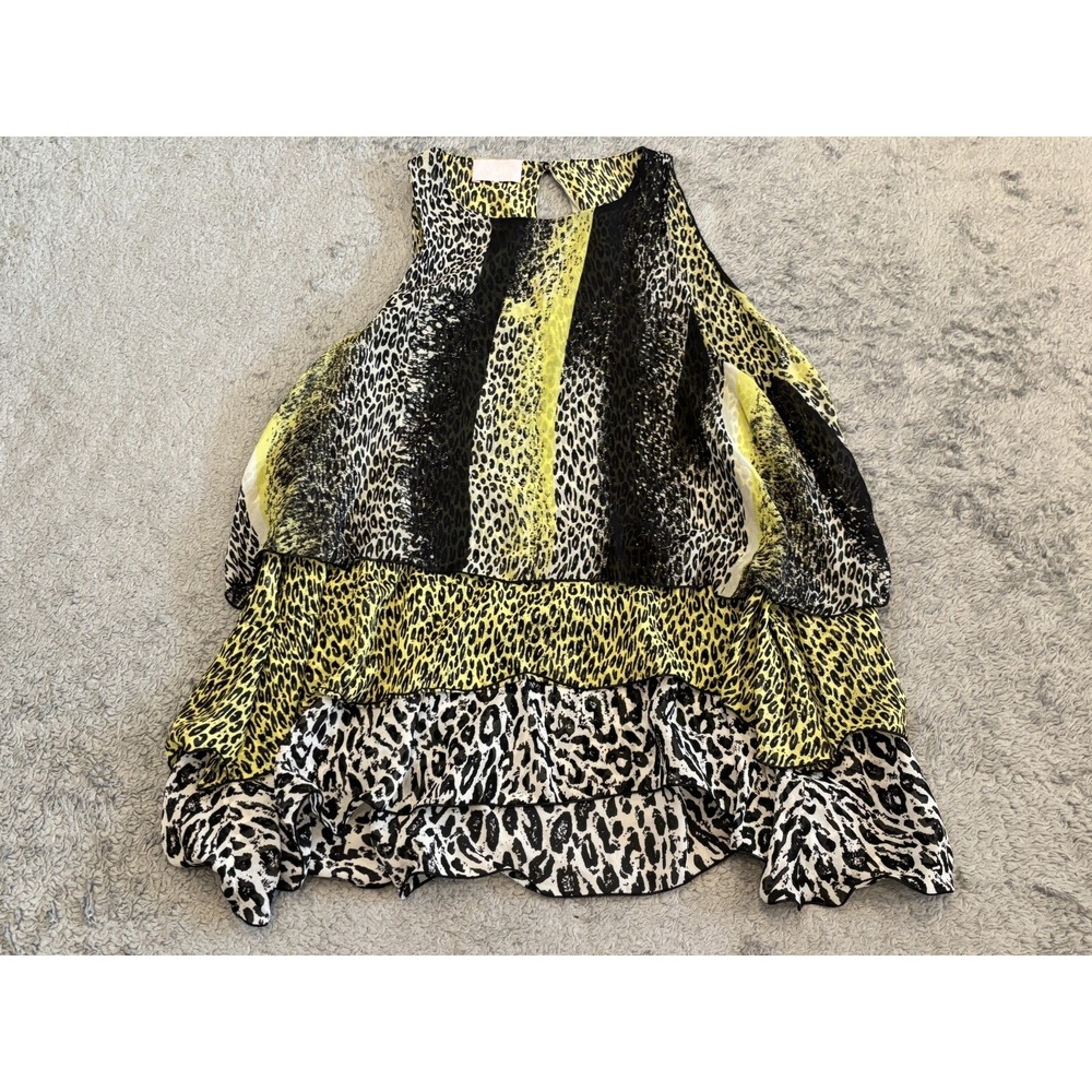 Giamba Paris Sleeveless Blouse Womens Small Multicolor Animal Print Semi Sheer